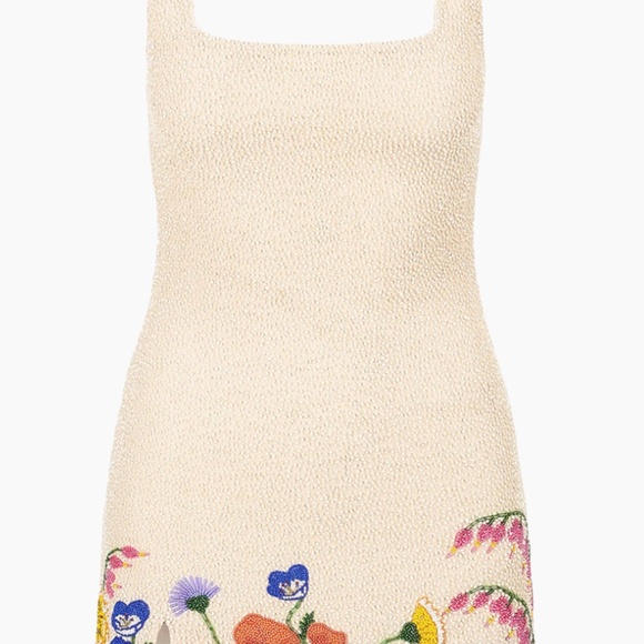 STAUD Dresses & Skirts - STAUD Beaded Floral Mini Dress – Size S